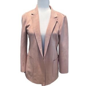 Charter Club Woven Pale Pink Faux Suede Blazer Size PS